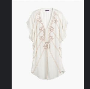 Chico's AMITA NAITHANI Beaded Swim Cover-Up Caftan Ivory Women's Size M